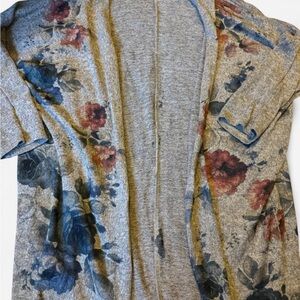 Floral Gray Open Cardigan